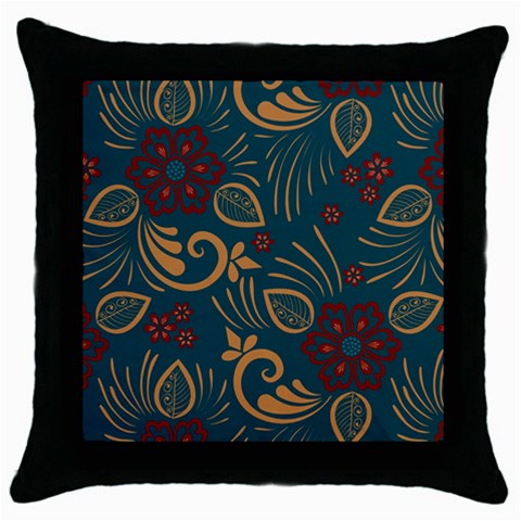 Flowers Floral Retro Flower Texture Throw Pillow Case (Black) from ArtsNow.com Front