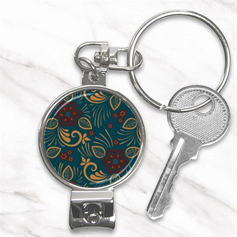 Flowers Floral Retro Flower Texture Nail Clippers Key Chain from ArtsNow.com Front