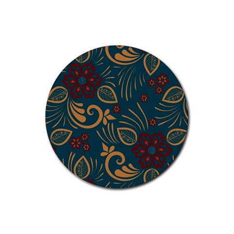 Flowers Floral Retro Flower Texture Rubber Round Coaster (4 pack) from ArtsNow.com Front