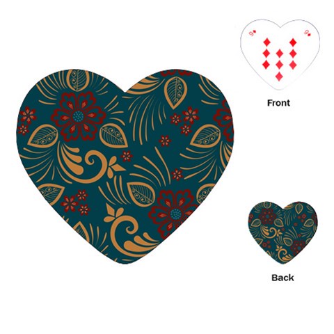 Flowers Floral Retro Flower Texture Playing Cards Single Design (Heart) from ArtsNow.com Front