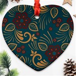 Flowers Floral Retro Flower Texture Heart Ornament (Two Sides)