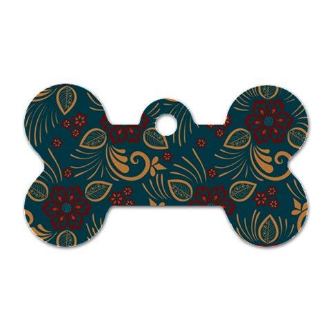 Flowers Floral Retro Flower Texture Dog Tag Bone (One Side) from ArtsNow.com Front