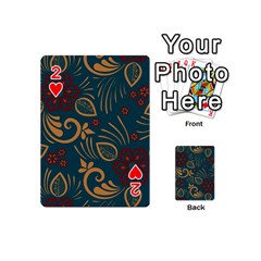 Flowers Floral Retro Flower Texture Playing Cards 54 Designs (Mini) from ArtsNow.com Front - Heart2