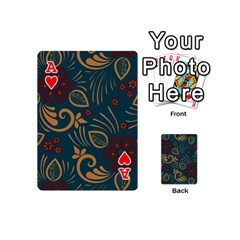 Ace Flowers Floral Retro Flower Texture Playing Cards 54 Designs (Mini) from ArtsNow.com Front - HeartA