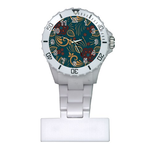 Flowers Floral Retro Flower Texture Plastic Nurses Watch from ArtsNow.com Front