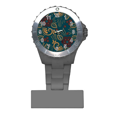 Flowers Floral Retro Flower Texture Plastic Nurses Watch from ArtsNow.com Front