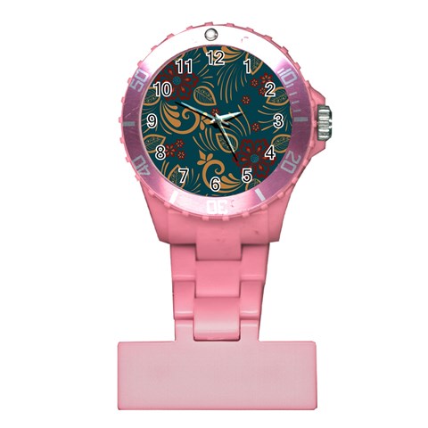 Flowers Floral Retro Flower Texture Plastic Nurses Watch from ArtsNow.com Front