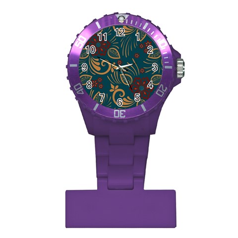 Flowers Floral Retro Flower Texture Plastic Nurses Watch from ArtsNow.com Front