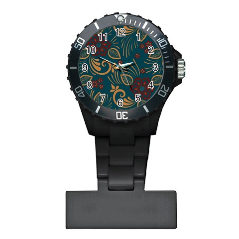 Flowers Floral Retro Flower Texture Plastic Nurses Watch from ArtsNow.com Front