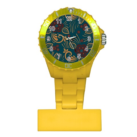 Flowers Floral Retro Flower Texture Plastic Nurses Watch from ArtsNow.com Front