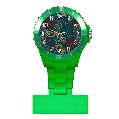 Flowers Floral Retro Flower Texture Plastic Nurses Watch from ArtsNow.com Front