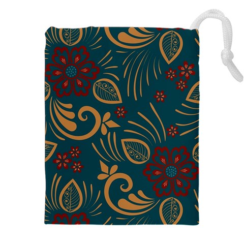 Flowers Floral Retro Flower Texture Drawstring Pouch (4XL) from ArtsNow.com Front