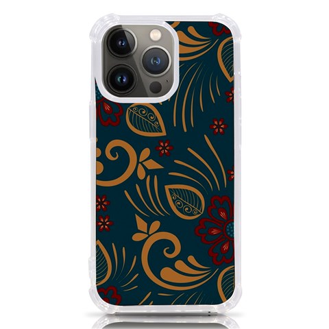 Flowers Floral Retro Flower Texture iPhone 13 Pro TPU UV Print Case from ArtsNow.com Front