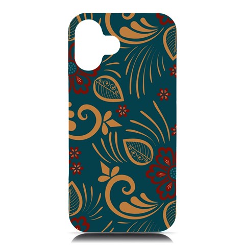 Flowers Floral Retro Flower Texture iPhone 16 Plus Black UV Print PC Hardshell Case from ArtsNow.com Front