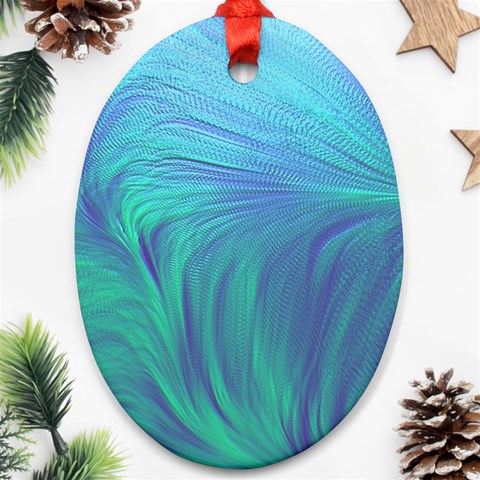 Psicodelia Zyguratti Texture Cyanturquoise Ornament (Oval) from ArtsNow.com Front