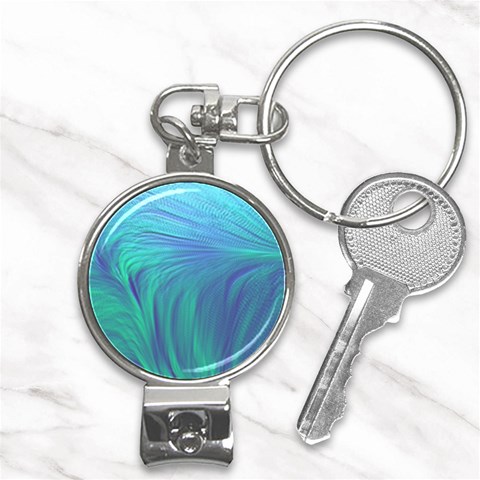 Psicodelia Zyguratti Texture Cyanturquoise Nail Clippers Key Chain from ArtsNow.com Front