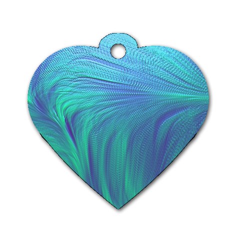 Psicodelia Zyguratti Texture Cyanturquoise Dog Tag Heart (Two Sides) from ArtsNow.com Front