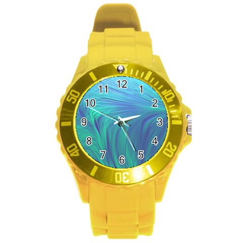 Psicodelia Zyguratti Texture Cyanturquoise Round Plastic Sport Watch (L) from ArtsNow.com Front