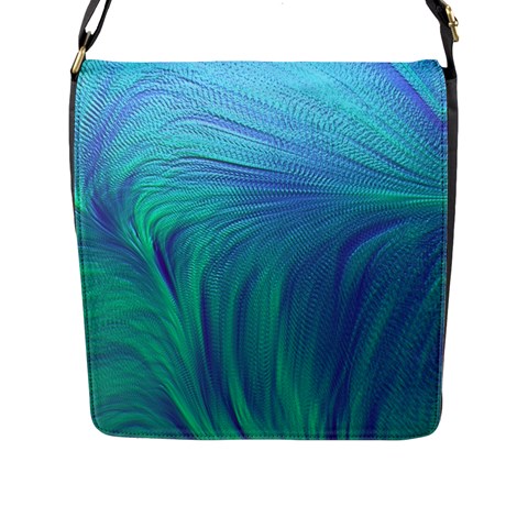 Psicodelia Zyguratti Texture Cyanturquoise Flap Closure Messenger Bag (L) from ArtsNow.com Front