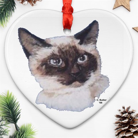 Siamese Ornament (Heart) from ArtsNow.com Front