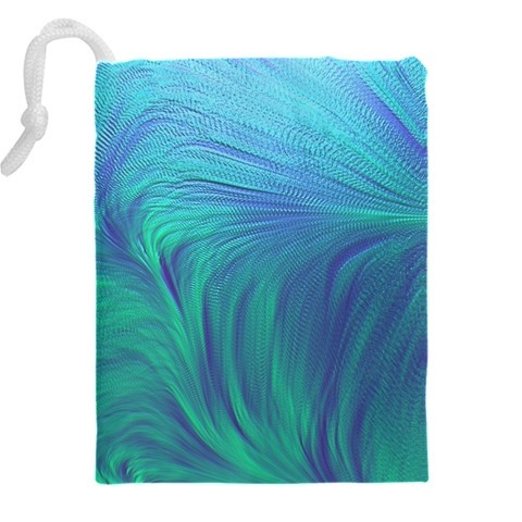 Psicodelia Zyguratti Texture Cyanturquoise Drawstring Pouch (5XL) from ArtsNow.com Back