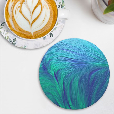 Psicodelia Zyguratti Texture Cyanturquoise UV Print Round Tile Coaster from ArtsNow.com Front