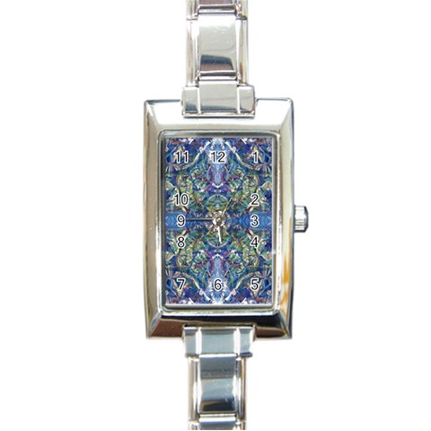 Blue arabesque Rectangle Italian Charm Watch from ArtsNow.com Front