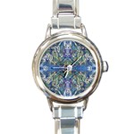 Blue arabesque Round Italian Charm Watch