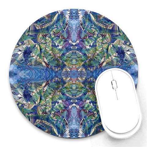 Blue arabesque Round Mousepad from ArtsNow.com Front