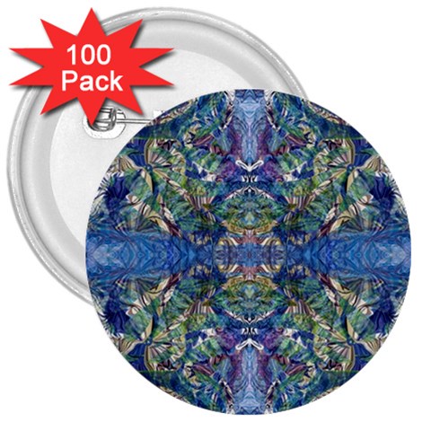 Blue arabesque 3  Buttons (100 pack)  from ArtsNow.com Front