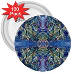 Blue arabesque 3  Buttons (100 pack) 