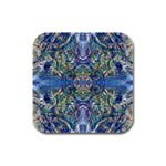 Blue arabesque Rubber Square Coaster (4 pack)