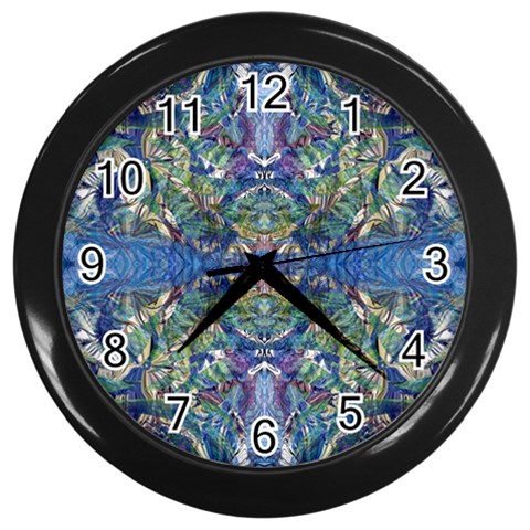 Blue arabesque Wall Clock (Black) from ArtsNow.com Front