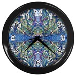 Blue arabesque Wall Clock (Black)