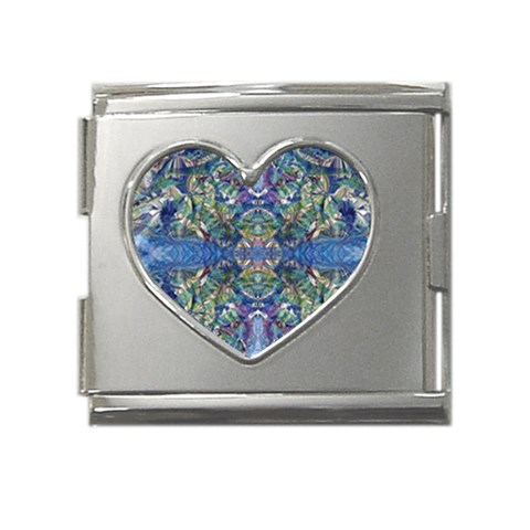 Blue arabesque Mega Link Heart Italian Charm (18mm) from ArtsNow.com Front