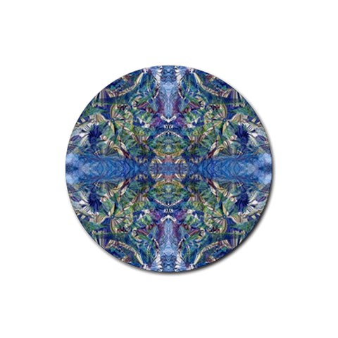 Blue arabesque Rubber Round Coaster (4 pack) from ArtsNow.com Front