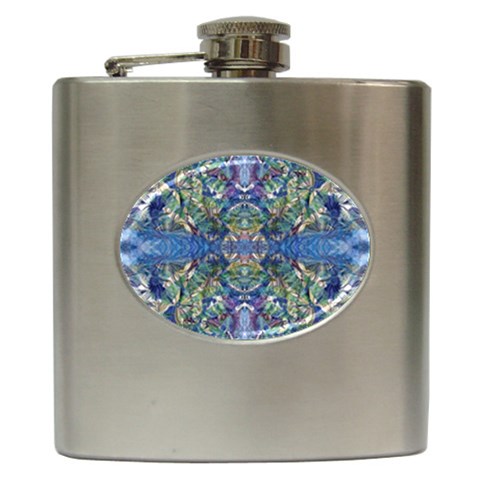 Blue arabesque Hip Flask (6 oz) from ArtsNow.com Front