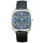 Blue arabesque Square Metal Watch