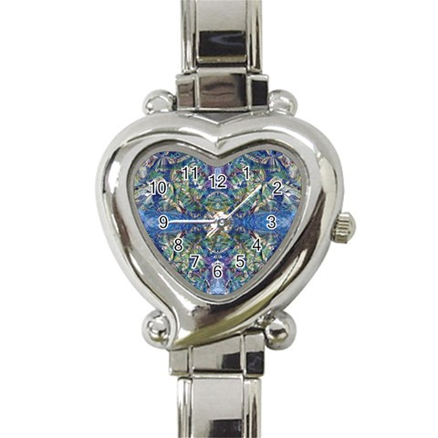 Blue arabesque Heart Italian Charm Watch from ArtsNow.com Front