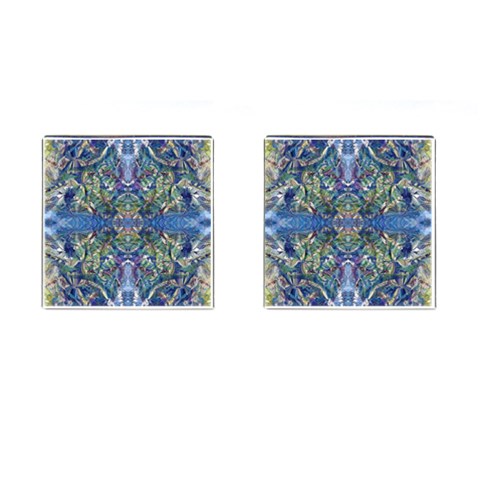 Blue arabesque Cufflinks (Square) from ArtsNow.com Front(Pair)