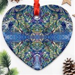 Blue arabesque Heart Ornament (Two Sides)