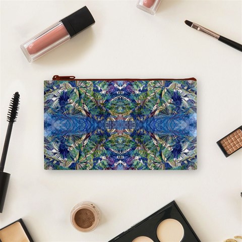 Blue arabesque Cosmetic Bag (Small) from ArtsNow.com Front