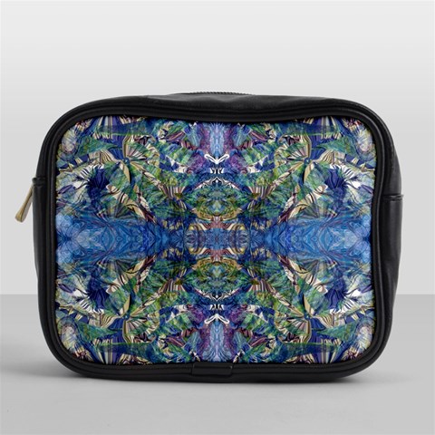 Blue arabesque Mini Toiletries Bag (One Side) from ArtsNow.com Front