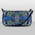 Blue arabesque Leather Shoulder Clutch Bag