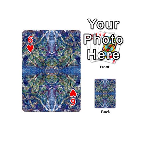 Blue arabesque Playing Cards 54 Designs (Mini) from ArtsNow.com Front - Heart6