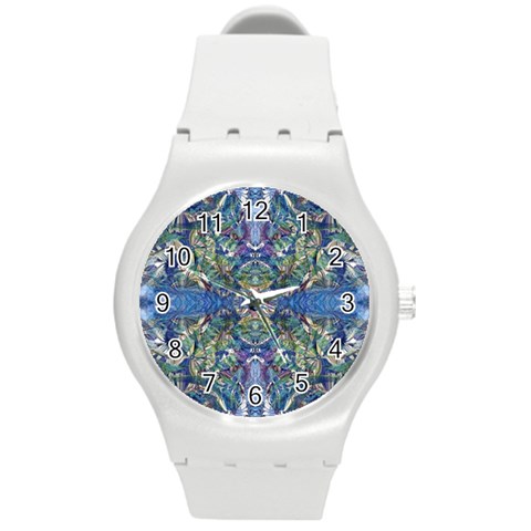 Blue arabesque Round Plastic Sport Watch (M) from ArtsNow.com Front