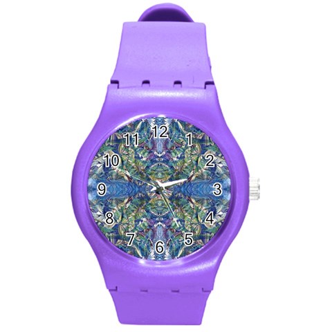 Blue arabesque Round Plastic Sport Watch (M) from ArtsNow.com Front