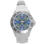 Blue arabesque Round Plastic Sport Watch (L)