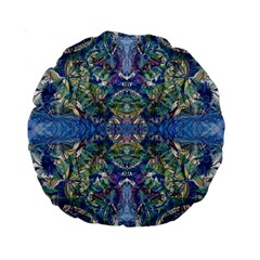 Blue arabesque Standard 15  Premium Round Cushions from ArtsNow.com Front