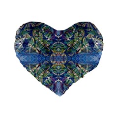 Blue arabesque Standard 16  Premium Heart Shape Cushions from ArtsNow.com Front